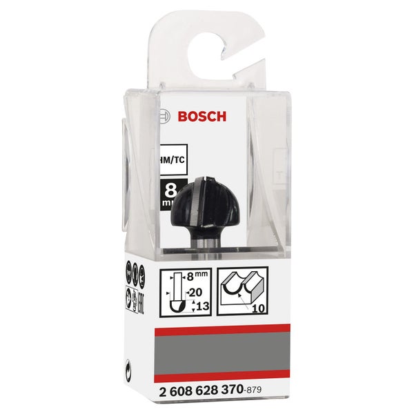 Bosch Logo Abrundfräser mit 8 Millimeter Durchmesser in Verpackung