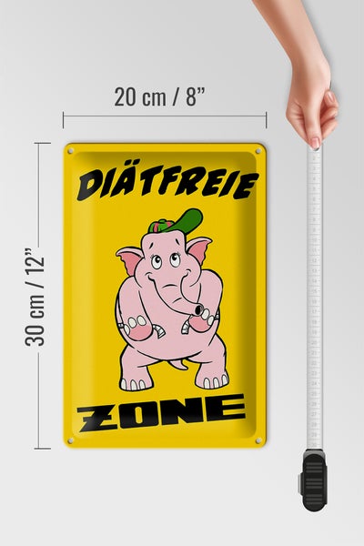 Blechschild Spruch 20x30cm Diätfreie Zone Elefant