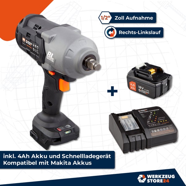 WS24 Akku-Drehschlagschrauber WDS 18 V 1/2 1.600 NM / 1x 4,0 Ah Akku + Schnellladegerät