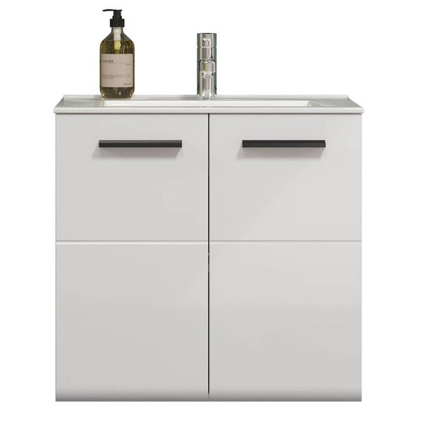 Riva Waschbeckenunterschrank 2 Türen, weiß Hochglanz. 62 X 47 X 59 cm