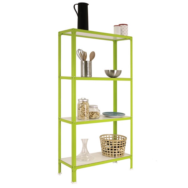 PROREGAL Wohnregal Living Koala Wood mit 4 Fachböden HxBxT 160 x 100 x 30 cm Fachlast 150 kg Grün/Weiß