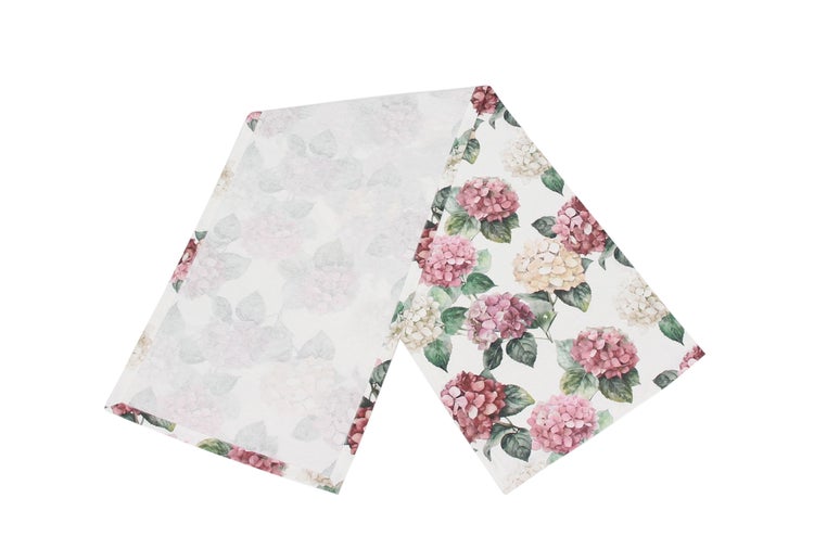 FRANK FLECHTWAREN|Tischläufer Hortensien, 40 x 140 cm, BAUMWOLLE, POLYESTER