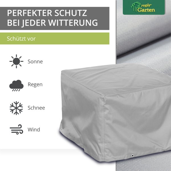 Mehr Garten - Premium PROTECT Loungetisch-Abdeckung, Maße: 100(B) x 100(T) x 45(H) cm I Gartenmöbel-Schutzhülle wasserdicht, UV-beständig & atmungsaktiv aus robustem Gewebe I Taupe (Hellgrau)