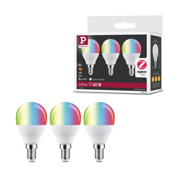 Drei farbige Zigbee Leuchtmittel