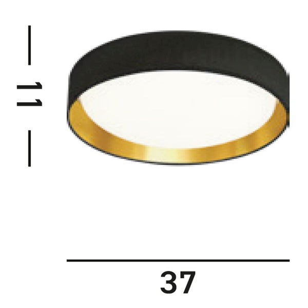 Abmessungen einer Deckenleuchte: 11 mal 37 Zentimeter