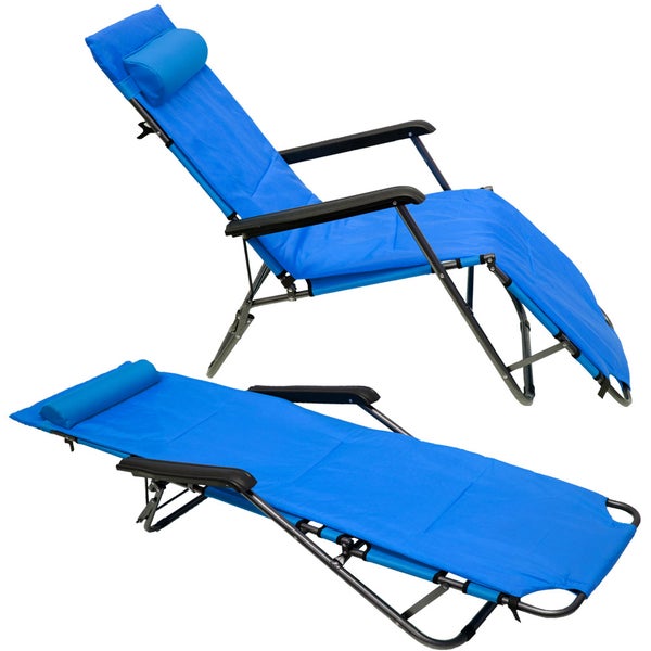Campingstuhl Liegestuhl Freizeitliege Sonnenliege Strandliege Campingliege Klappliege Liege incl. Auflage 178cm Blau
