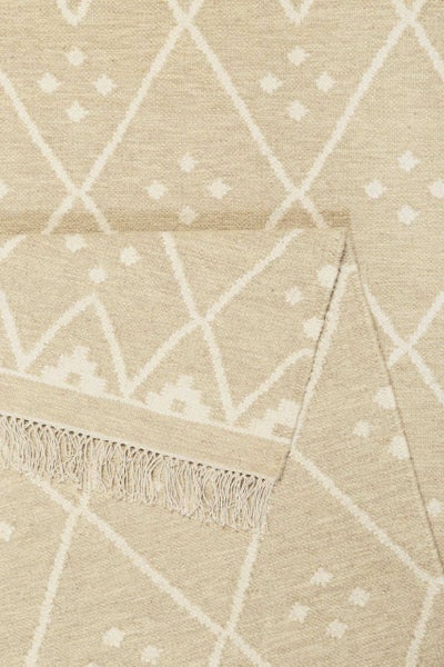 Kelim Teppich Beige Creme meliert aus Wolle Vermont Green Looop 200x290 cm