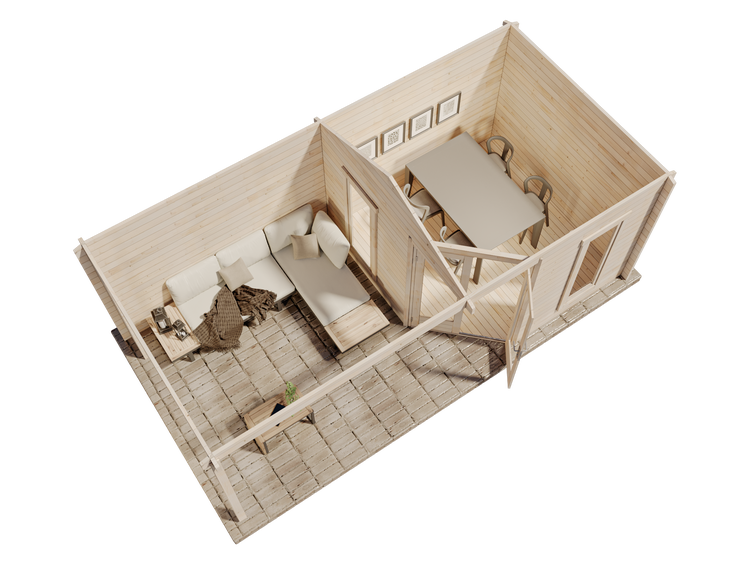Alpholz 5-Eck Gartenhaus Liwa aus Massiv-holz mit 40 mm Wandstärke inklusive Montagematerial, 595 x 300 cm Ohne Imprägnierung