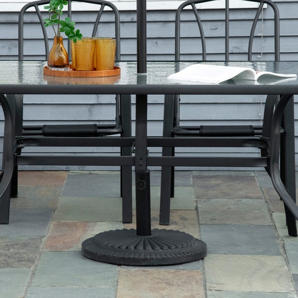 Outsunny Sonnenschirmständer 14 kg Schirmständer für Sonnenschirm rund Schirmstangen 35-48 mm Sonnenschirmfuß für Garten Terrasse Balkon Zement Ø49 cm Schwarz