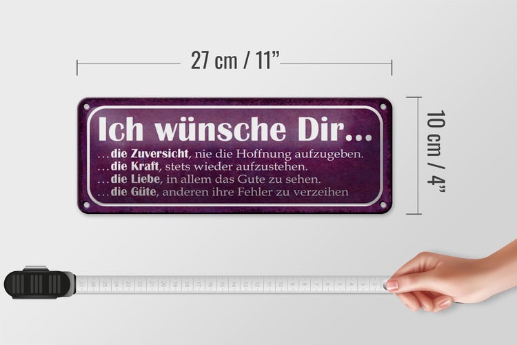 Blechschild Spruch 27x10cm ich wünsche dir Kraft Liebe Güte Dekoration