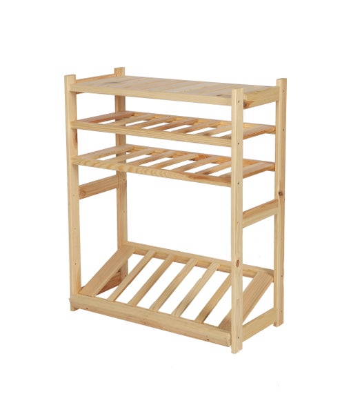 PROREGAL Getränkekisten- & Weinregal SPREEWALD HxBxT 86x70x33cm 12 Flaschen auf 2 Ebene + 1 Ebene für Kisten + Ablage Massives Kiefernholz Natur