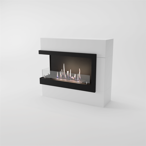 GLOW FIRE Ethanol Kamin 'Halden Mini Links' | Ethanolofen in Weiss mit 3 Std. Brenndauer und 2 KW Heizleistung | BxHxT: 89,8x79,8x29,8cm