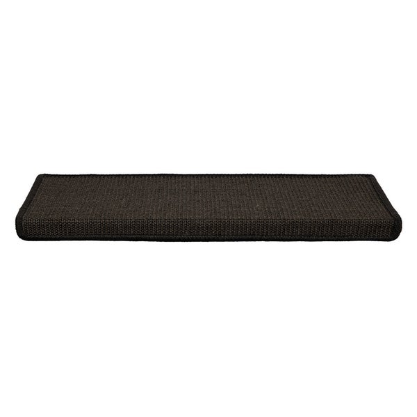 FLOORDIREKT Stufenmatte aus Sisal - Pure Nature - Umkettelt & Selbstklebend - Schwarz - 23,5 x 65 cm - Rechteckig