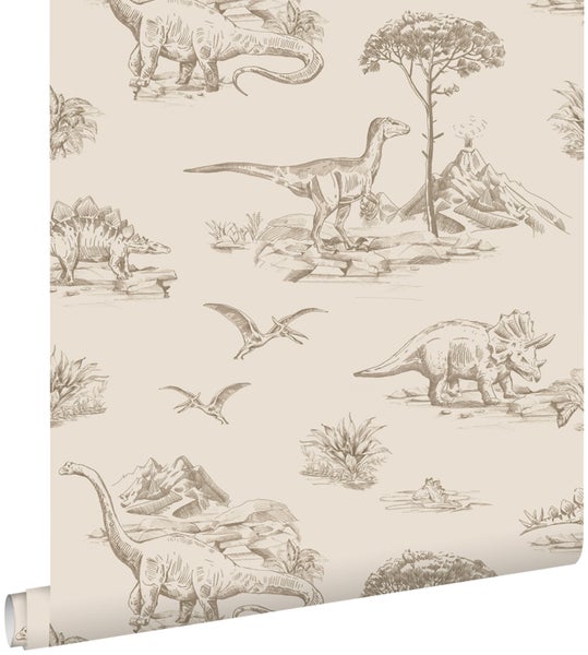 ESTAhome Tapete Dinosaurier Beige - 0,53 x 10,05 m - 139557