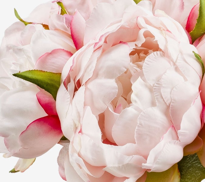 Künstliche Ruhmeskrone Gloriosa mit grünem Stiel, Blättern und einer Blüte in Rosa und Gelb.