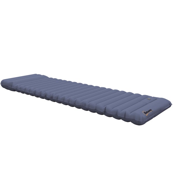 Outsunny Camping Isomatte, Luftmatratze, wasserabweisend Luftbett mit Fußpumpe, Schlafmatte mit Tragetasche für Camping, bis 80 kg belastbar, Blau