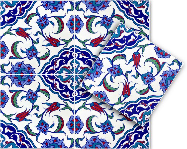 Türkische Fliesen Keramik 20x20 Feray - Keramische Wandfliesen für Bad und Küche im Mosaikstil | Packung mit 12 dekorativen Keramikfliesen 0,48 m2