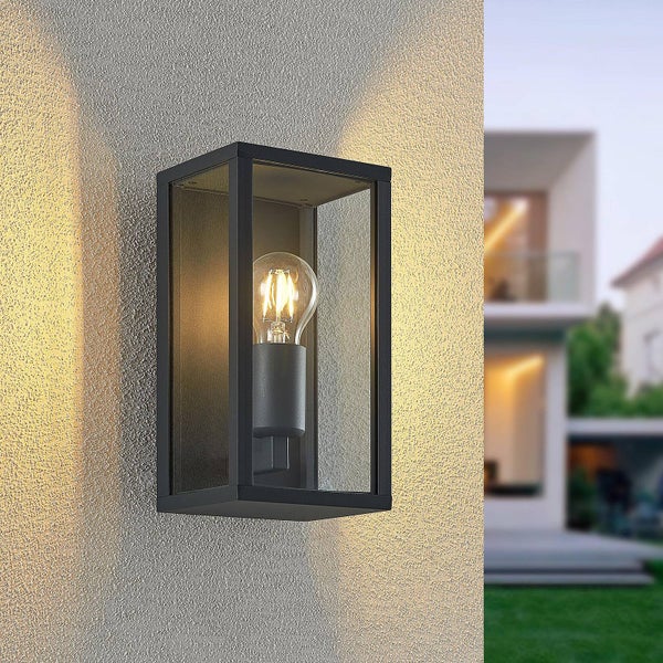 Lindby Wandleuchte außen Peldar (spritzwassergeschützt (Modern) in Schwarz aus Aluminium (1 flammig, E27) - Außenwandleuchten Wandlampe Led Außenlampe Outdoor für Außenwand/Hauswand