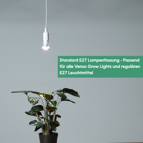 Parus by Venso E27 Lampenfassung 4m Textilkabel Weiß, Eurostecker, Venso Ecosolutions Lampenfassung E27 mit Kabel für E27 LED Lampe, Bulb Holder, Kabel für Lampe, Fassung E27 Weiß