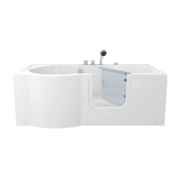 Begehbare Badewanne mit Dusche und Glastür