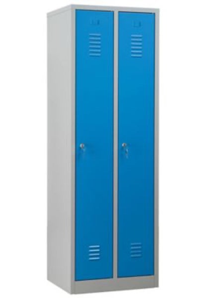 PROREGAL Garderobenspind Camel 2-Fächer HxBxT 180 x 60 x 50 cm Zylinderschloss Grau-Hellblau