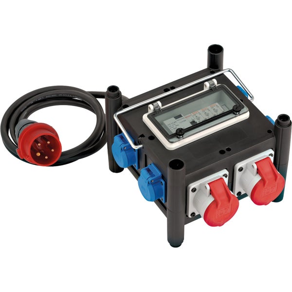 Baustellenverteiler mit Kabel und Steckdosen