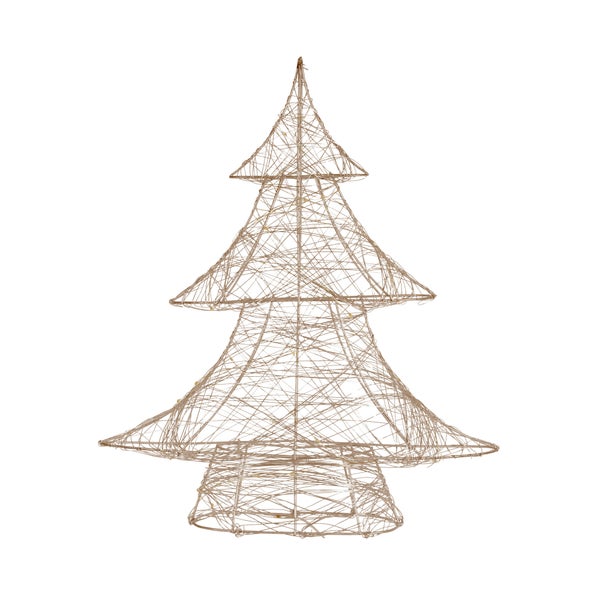 ECD Germany LED Deko Baum Weihnachten mit 30 warmweißen LEDs, 40 cm hoch, Metall, Gold, Weihnachtsbaum mit Beleuchtung & Timer, Innen, batteriebetrieben, Lichterbaum Tanne stehend Weihnachtsdeko