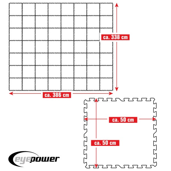eyepower 13,1 m² Poolunterlage - 56 EVA Matten 50x50 - Outdoor Pool Unterlage - Unterlegmatten Set