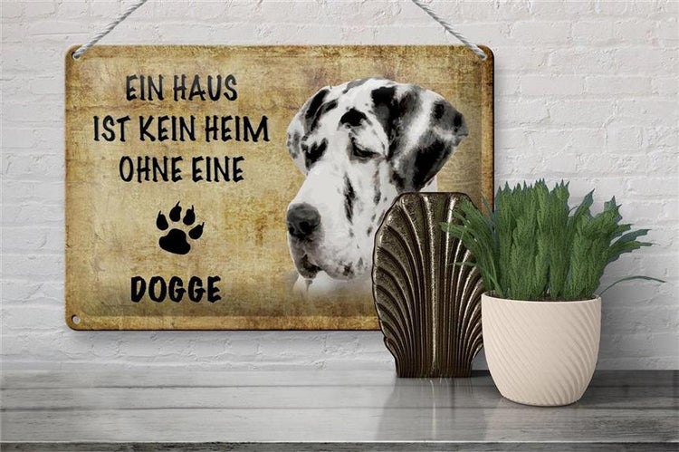 Blechschild Spruch 30x20cm Dogge Hund ohne kein Heim
