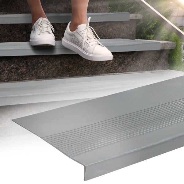 Stufenmatte aus Gummi Treppenschutz Stufenschutz 30x150cm Rillen Grau