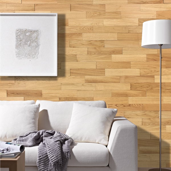 wodewa Wandverkleidung Holz 3D Optik Eiche Natur, geölt, 400 1m² Wandpaneele Moderne Wanddekoration Holzverkleidung Holzwand Wohnzimmer Küche Schlafzimmer