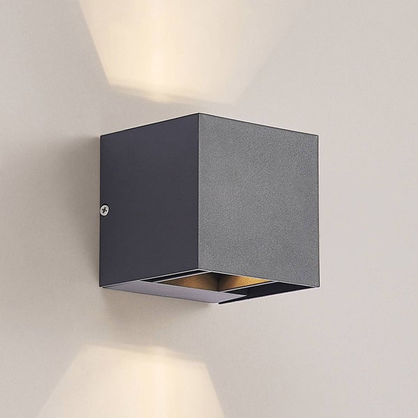 Lindby LED Wandleuchte außen Zavier (spritzwassergeschützt (Modern) in Schwarz aus Aluminium (1 flammig, ) - Außenwandleuchten Wandlampe Led Außenlampe Outdoor für Außenwand/Hauswand
