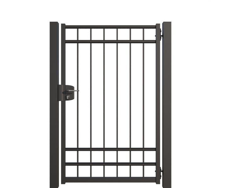 Metallzauntür mit Griff und Schloss