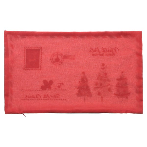 Weihnachtskissenbezug in Briefoptik mit Aufdruck von Briefmarke, Poststempel und Weihnachtsmotiven