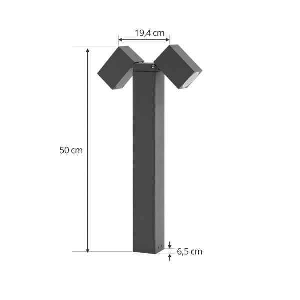 Lindby Außenleuchte Othil (spritzwassergeschützt (Modern) in Alu aus Aluminium (2 flammig, GU10) - Wegeleuchte Pollerleuchte Wegelampe Sockelleuchte