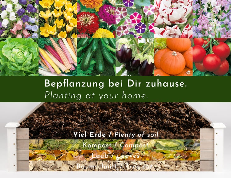 WONDERMAKE - Große Hochbeet-Umrandung aus Holz für Garten Terrasse, Pflanzbeet Bausatz XL quadratisch, Blumenbeet Kräuterbeet Beetumrandung niedrig deko, 120 x 120 x 26,5 cm, weiß grau anthrazit