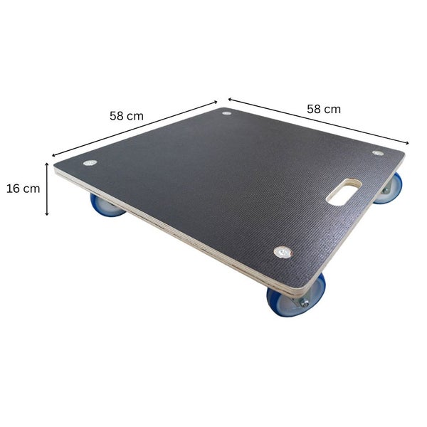 Rollbrett aus Holz, 58 x 58 x 16 cm, mit Griff