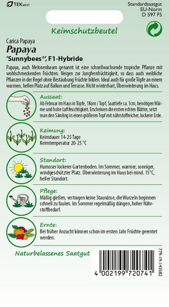 Papayasaatgut Keimschutzbeutel