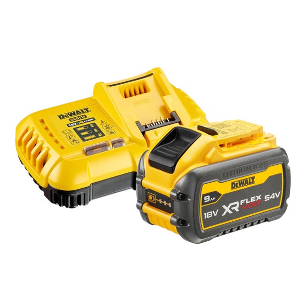 DeWalt XR FLEXVOLT Akku 18 Volt oder 54 Volt 9 Amperestunden mit Schnellladegerät DCB118.