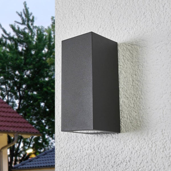 Lucande Wandleuchte außen Xava (Modern) in Schwarz aus Aluminium (2 flammig, GU10) - Außenwandleuchten Wandlampe Led Außenlampe Outdoor für Außenwand/Hauswand Haus Terrasse & Balkon