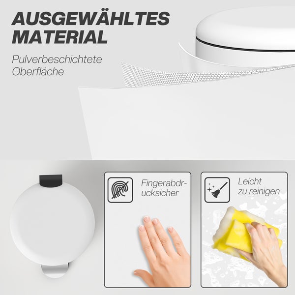 Materialeigenschaften: Pulverbeschichtete Oberfläche, Fingerabdrucksicher, Leicht zu reinigen