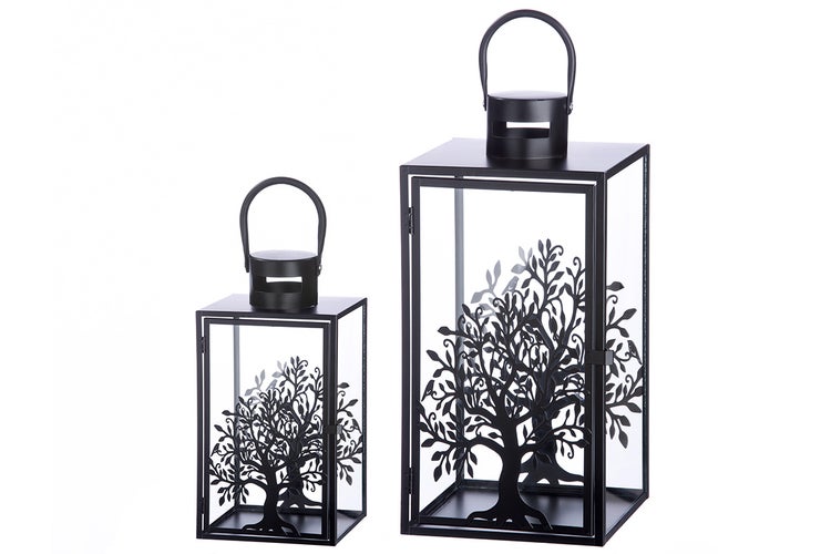 2er Set Laternen GILDE Laternen  Höhe 19cm Breite 19cm schwarz Metall