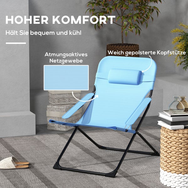Outsunny Klappstuhl, Gartenstuhl mit verstellbarer