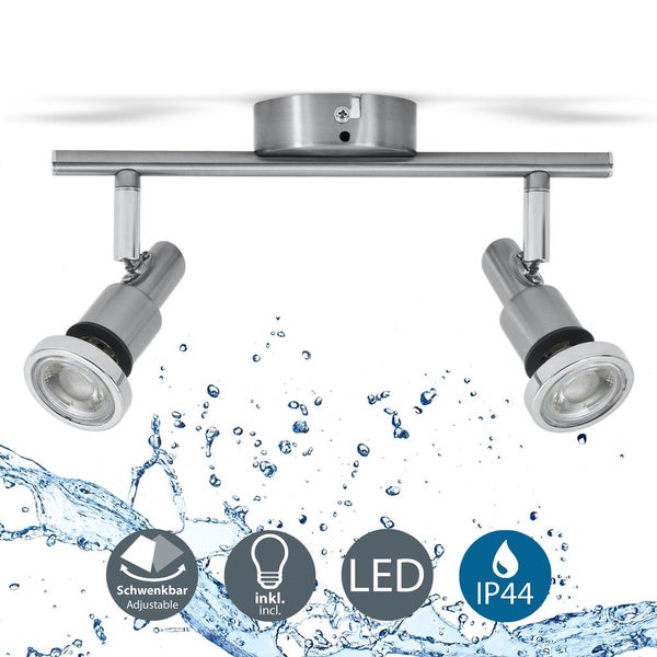 Deckenstrahler - 9,6W, 800lm, LED, schwenkbar, IP44, warmweiß, matt-nickel