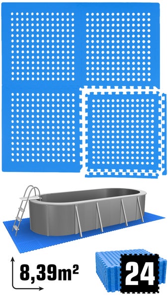 eyepower 8,4 m² Poolunterlage - 24 EVA Matten 62x62 - Outdoor Pool Unterlage - Unterlegmatten Set