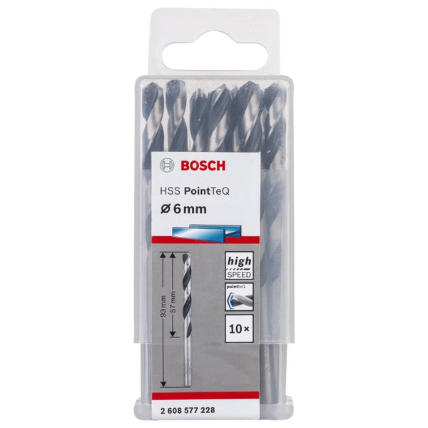 Bosch 10x HSS PointTeQ DIN 338 6 x 57 x 93 mm - 2608577228