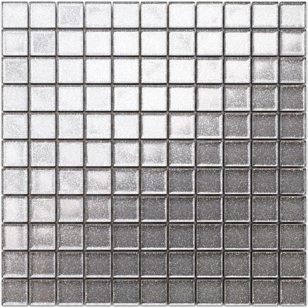 Glasmosaik auf Netz für Bad und Küche 30cm x 30cm  - Silver Sparks