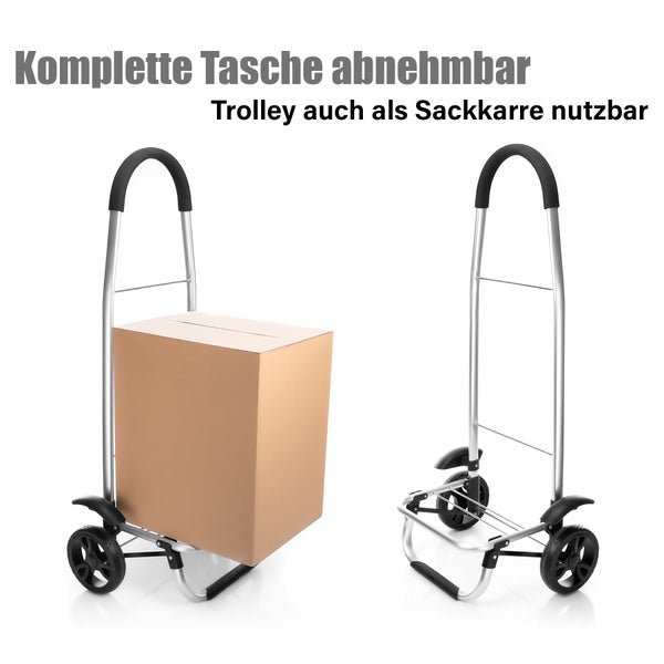 BigDean Einkaufstrolley klappbar mit Kühlfach - auch als Sackkarre nutzbar - Einkaufswagen mit extra großen Reifen