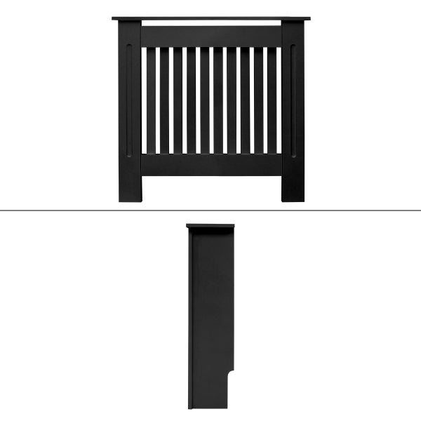 ECD Germany Heizkörperverkleidung Landhausstil 78x19x82 cm Schwarz aus MDF lackiert für Schlafzimmer Wohnzimmer - Heizungsverkleidung Heizkörperabdeckung Heizungsabdeckung Heizung Heizkörper Abdeckung