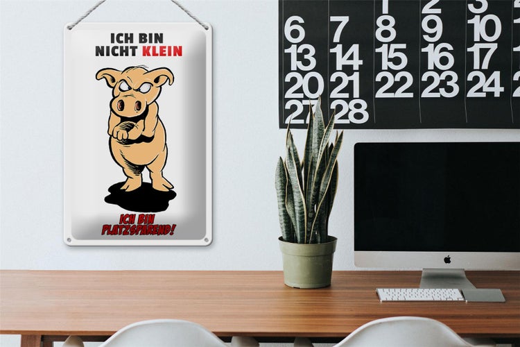 Blechschild Spruch 20x30cm Bin nicht klein bin platzsparend